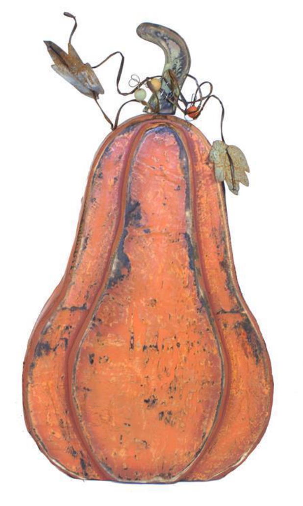 30" Wood Tin Antique Orange Pumpkin