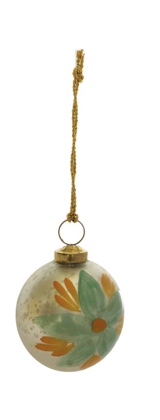 Hand-Painted Floral Mercury Glass Ornament