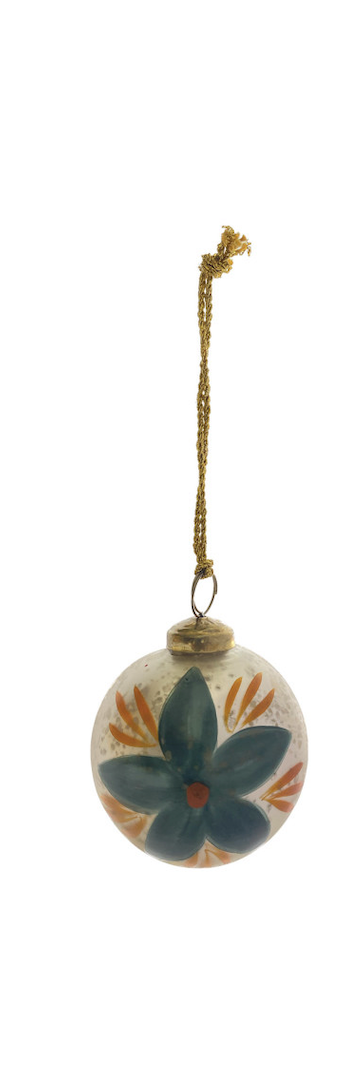 Hand-Painted Floral Mercury Glass Ornament