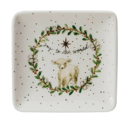 Square Stoneware Christmas Dish