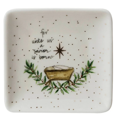 Square Stoneware Christmas Dish