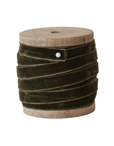 10 Yrd Velvet Ribbon on Wood Spool