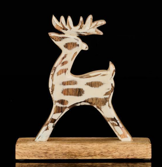 Natural Wood Standing Deer