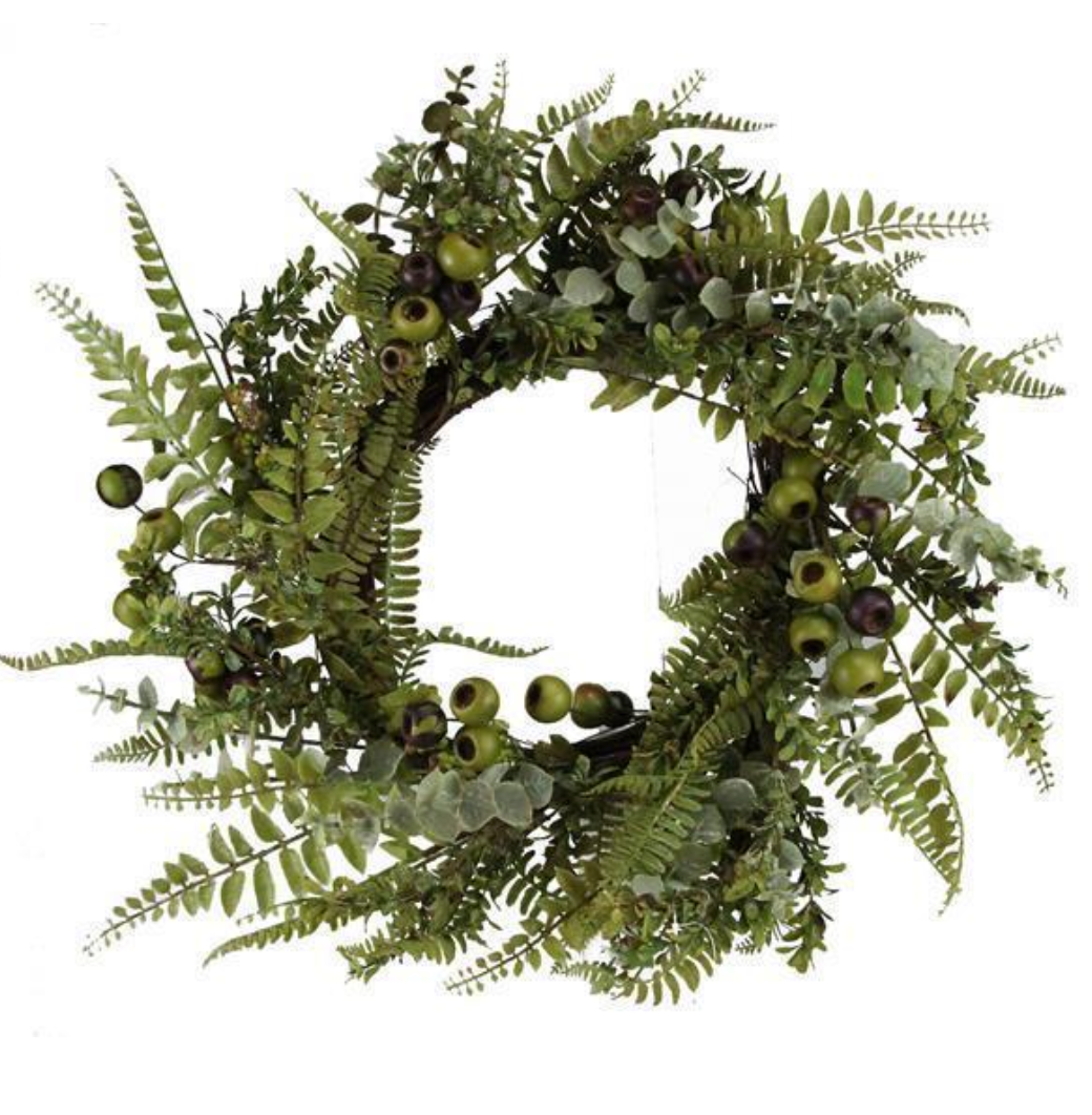 28" Foliage/Rose Hip Wreath