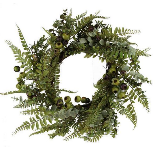 28" Foliage/Rose Hip Wreath