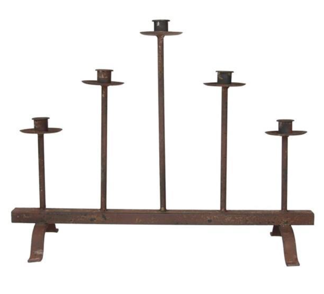 Rusted Five-Taper Candle Holder