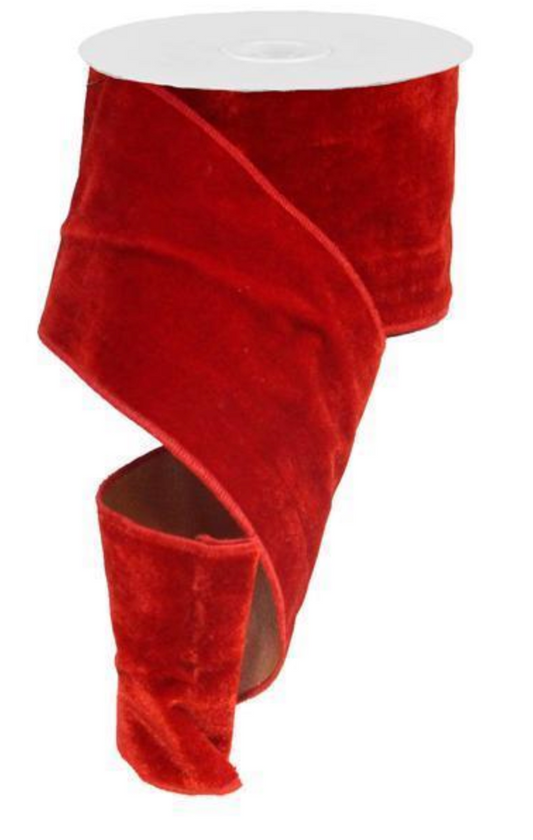 4" Red Velvet with Metallic Back Ribbon