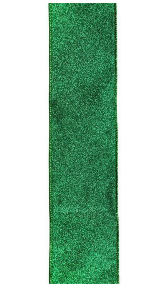 1.5"x10YD Green Glitter Ribbon