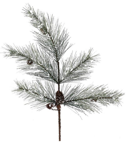 24" Northwoods Pine Flocked Spray