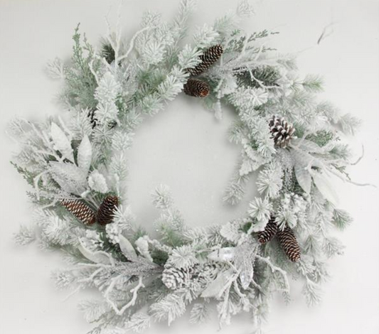 30" Snowdrift Split Pine Wreath