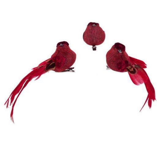 Red Bird Clip with Long Tail 12 Pack