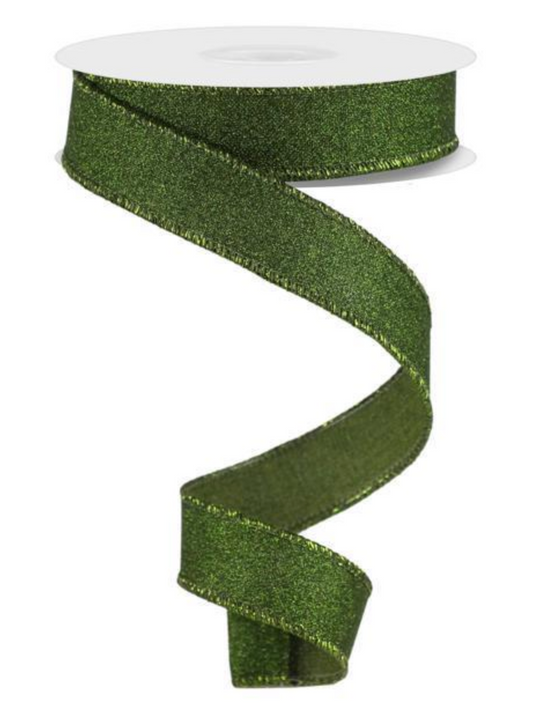 7/8" X 10YD Moss Green Glitter Ribbon