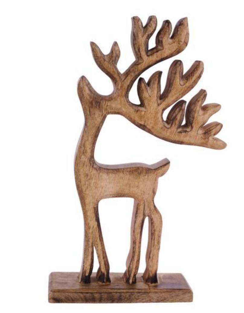 16.25" Mango Wood Deer on Base