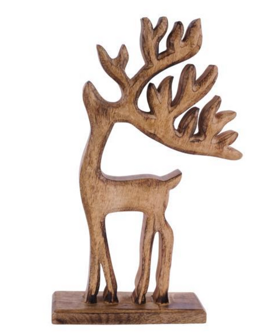 16.25" Mango Wood Deer on Base
