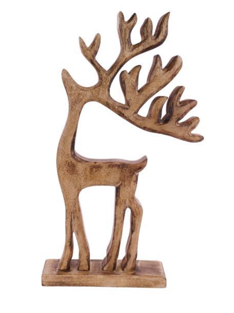 21.5" Mango Wood Deer on Base