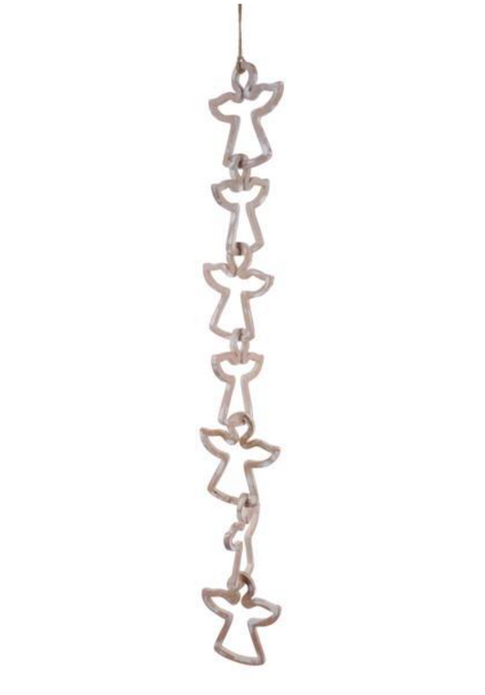 23.75" Whitewash Mango Wood Angel Garland