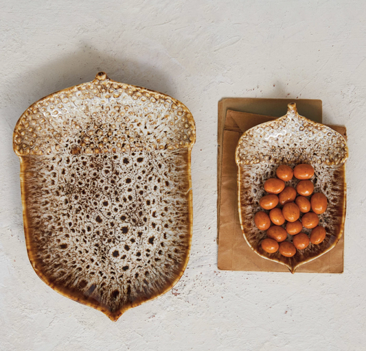 Stoneware Acorn Shaped Dish