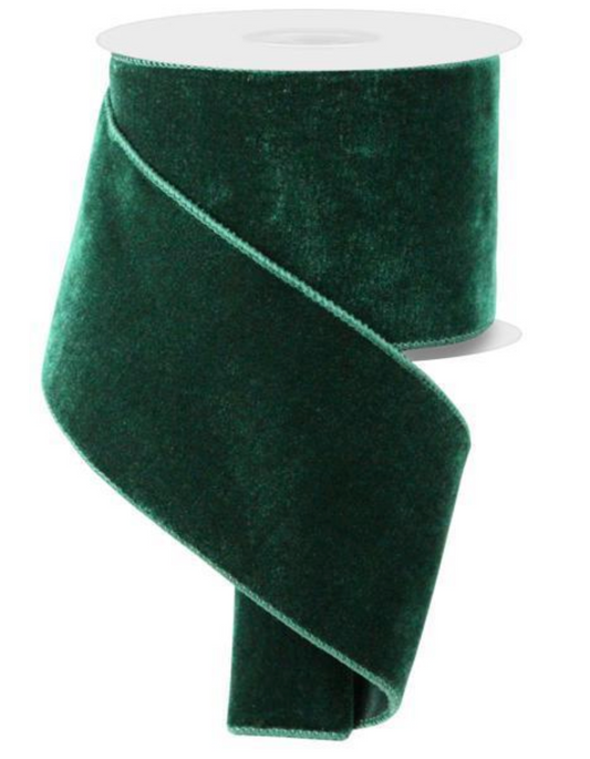4"X 10 Yrd Hunter Green Velvet Satin Ribbon