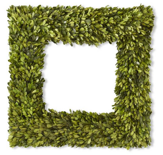 24 Inch Square Preserved Natural Boxwood Wreath