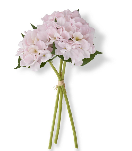 15 Inch Pink Real Touch Hydrangea Bundle (3 Stems)