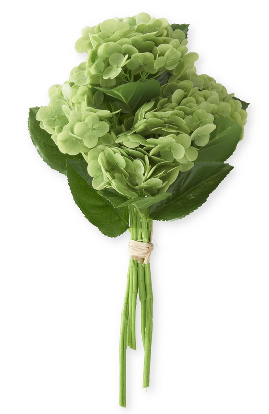 13 Inch Green Real Touch Hydrangea Bundle (6 Stems)