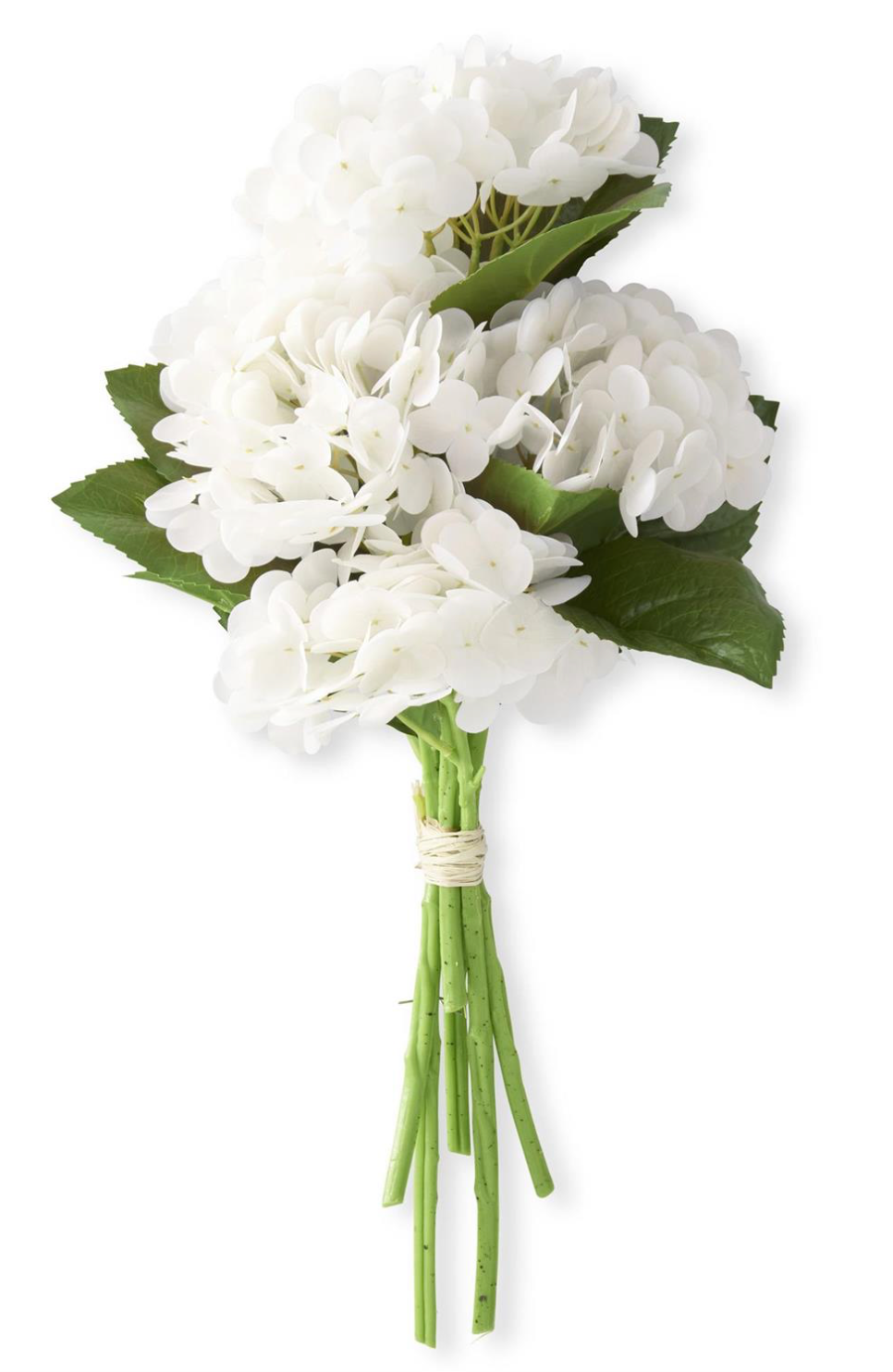 13 Inch White Real Touch Hydrangea Bundle (6 Stems)
