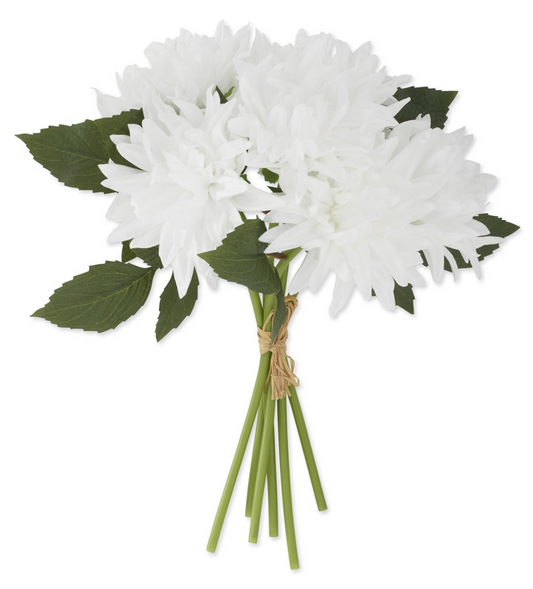 12 Inch White Real Touch Dahlia Bundle (6 Stems)