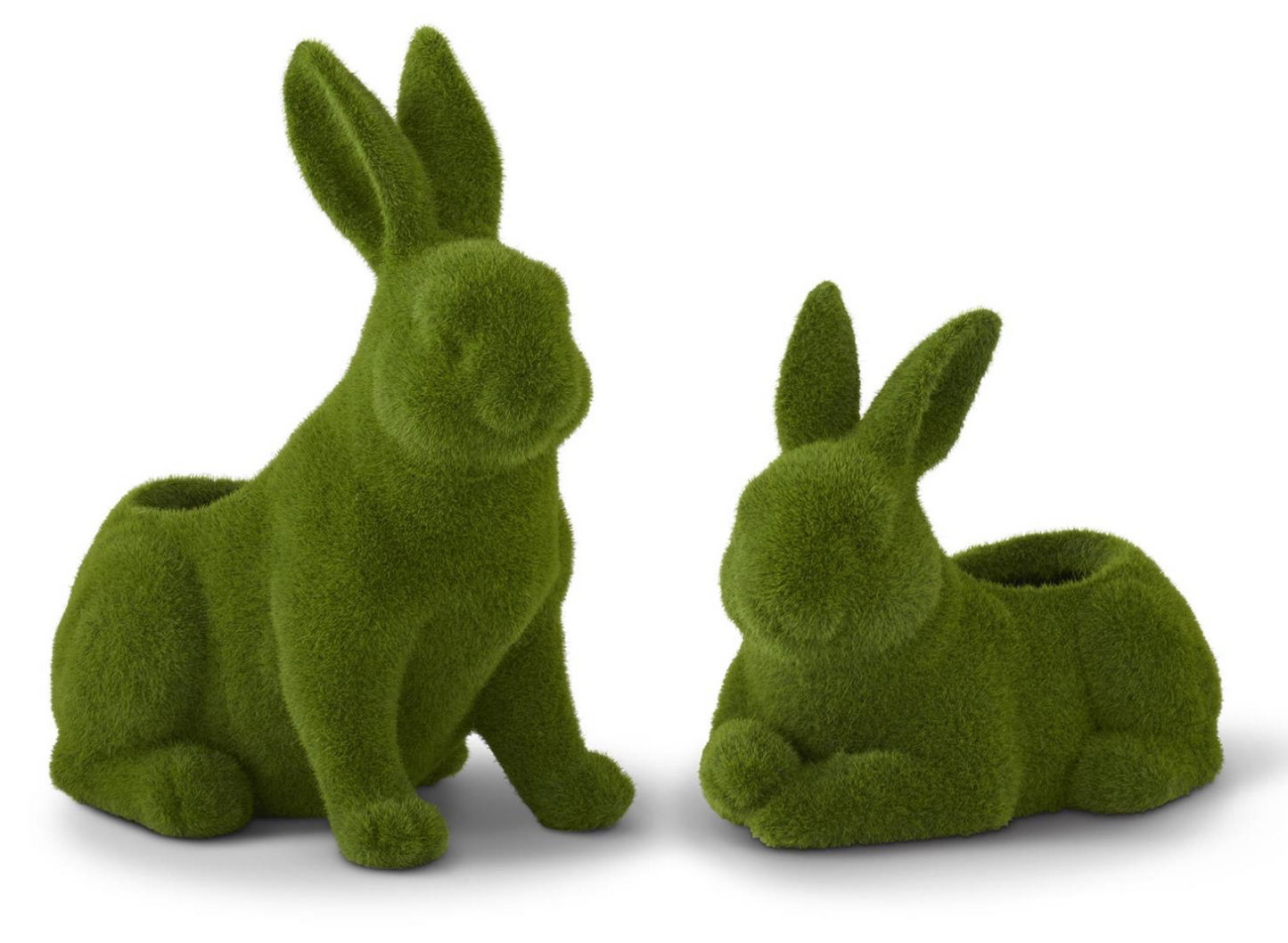 Resin Green Flocked Mossy Rabbit Containers