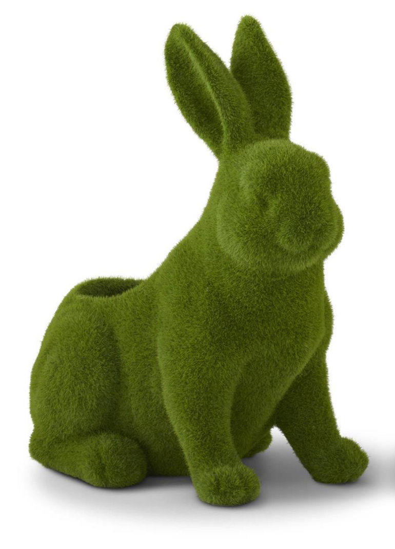 Resin Green Flocked Mossy Rabbit Containers
