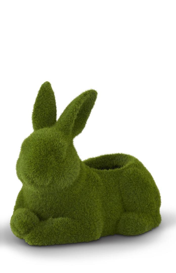 Resin Green Flocked Mossy Rabbit Containers