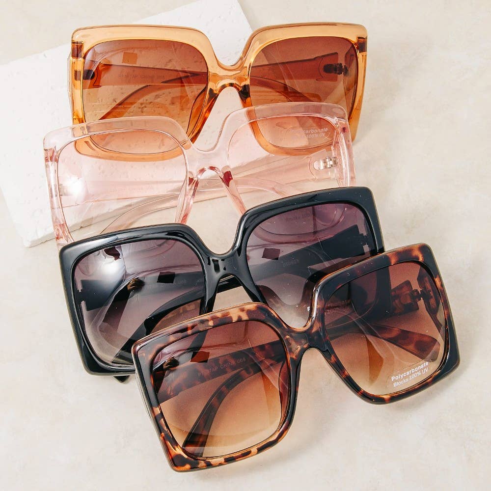 Thick Tortoise Frame Square Sunglasses Set