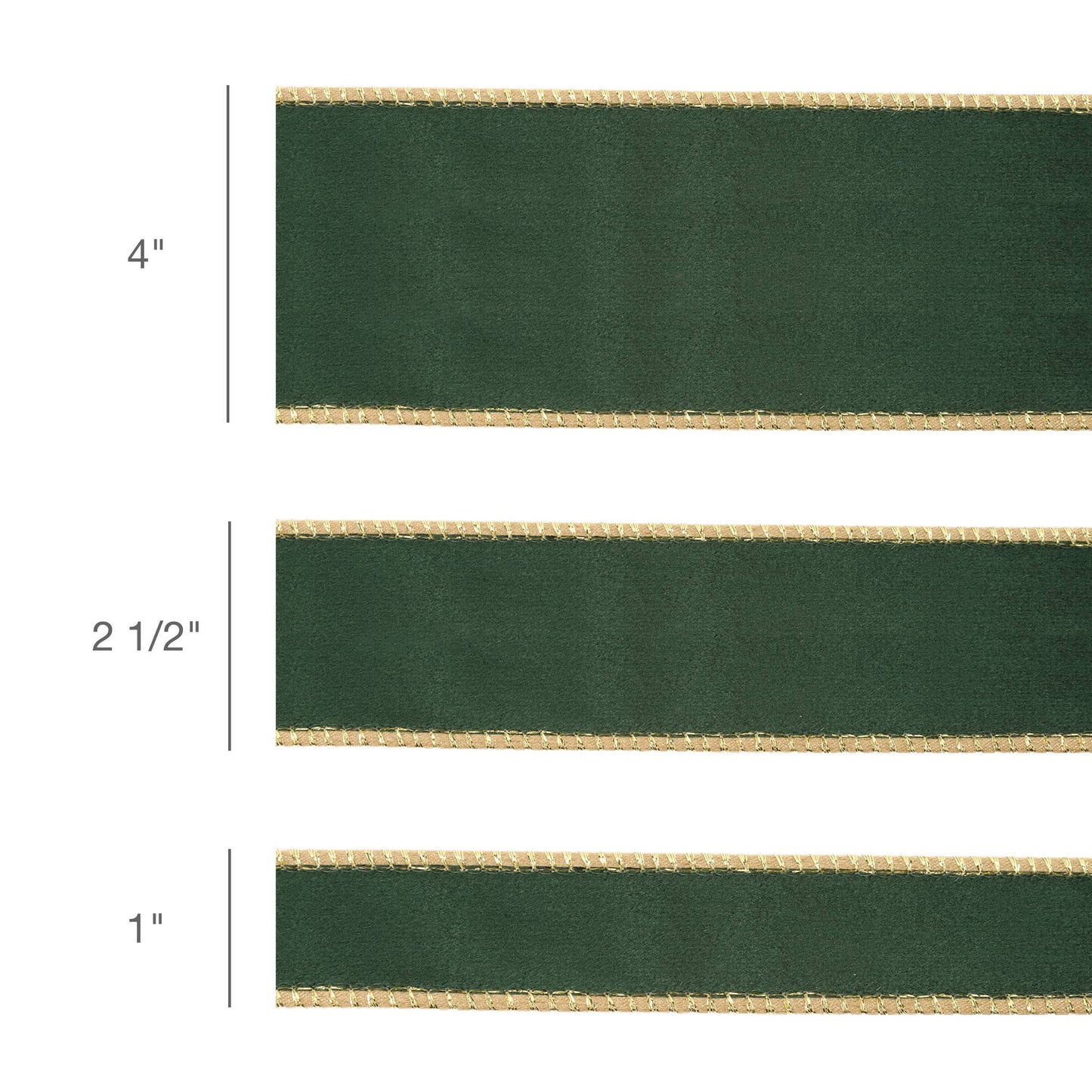 4" Reversible Classic Velvet Wired Ribbon | Green/Gold | 10 Yard Roll