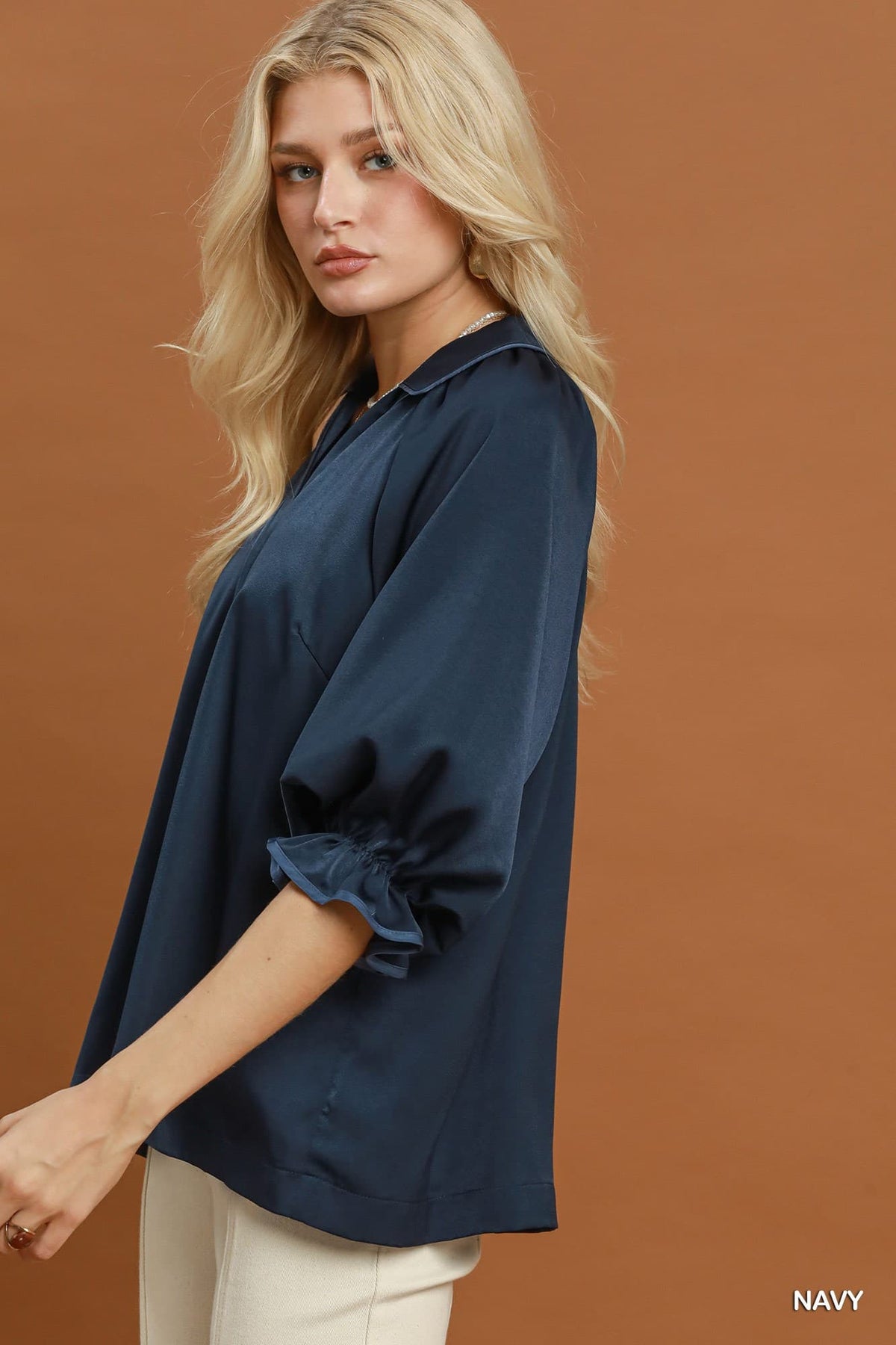 Collared Puff Sleeve Blouse