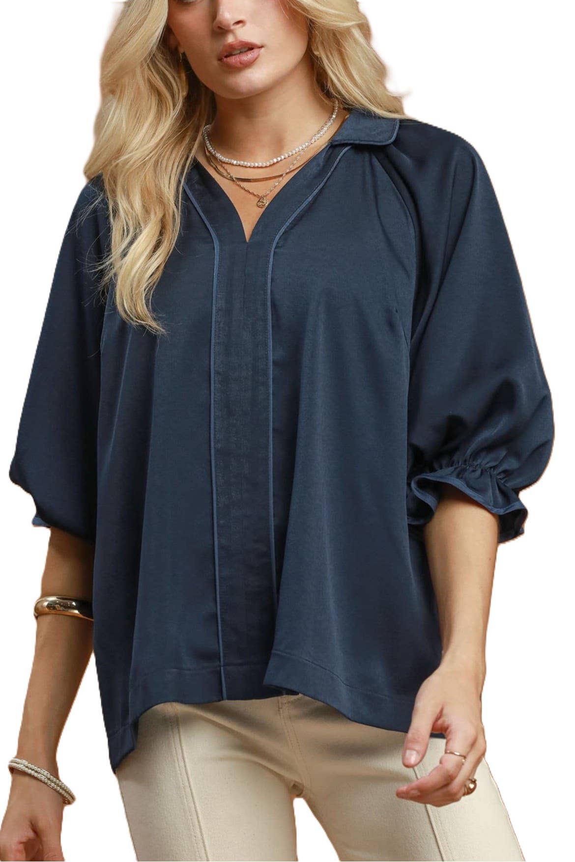 Collared Puff Sleeve Blouse