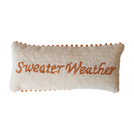 Cotton Tufted Lumbar Sweater Weather Pillow