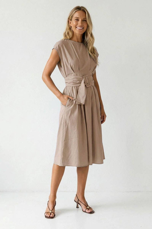 Buckle Detail Midi Dress