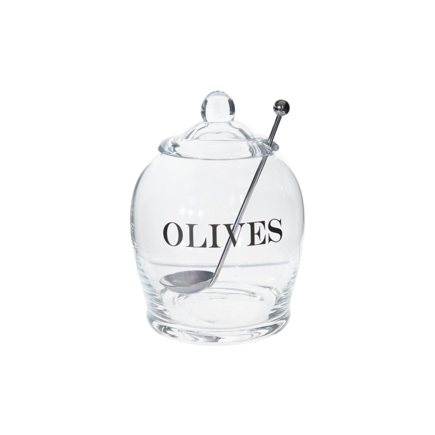 Glass Olive Jar w/Slotted Spoon