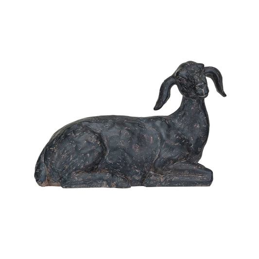 Resin Goat Lying, Cast Iron Finish