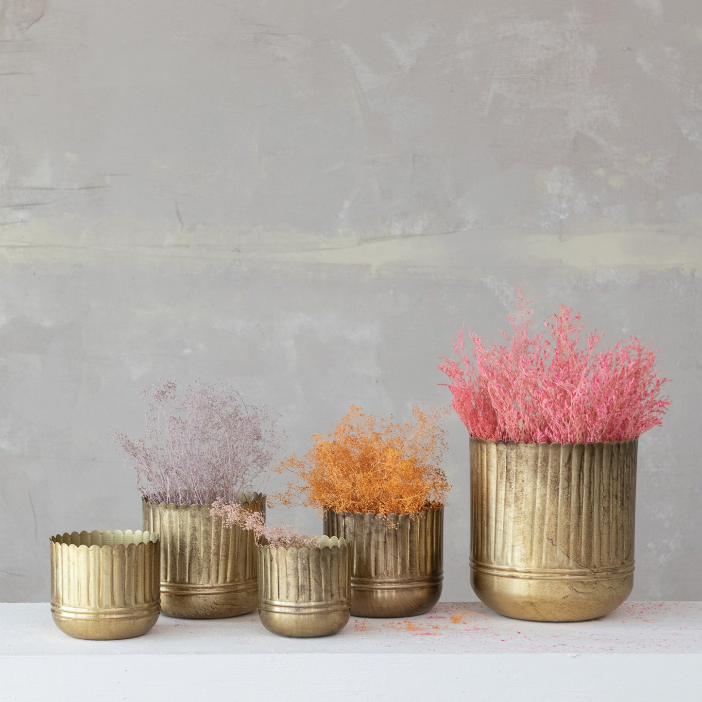 Metal Fluted Planter w/ Scalloped Rim