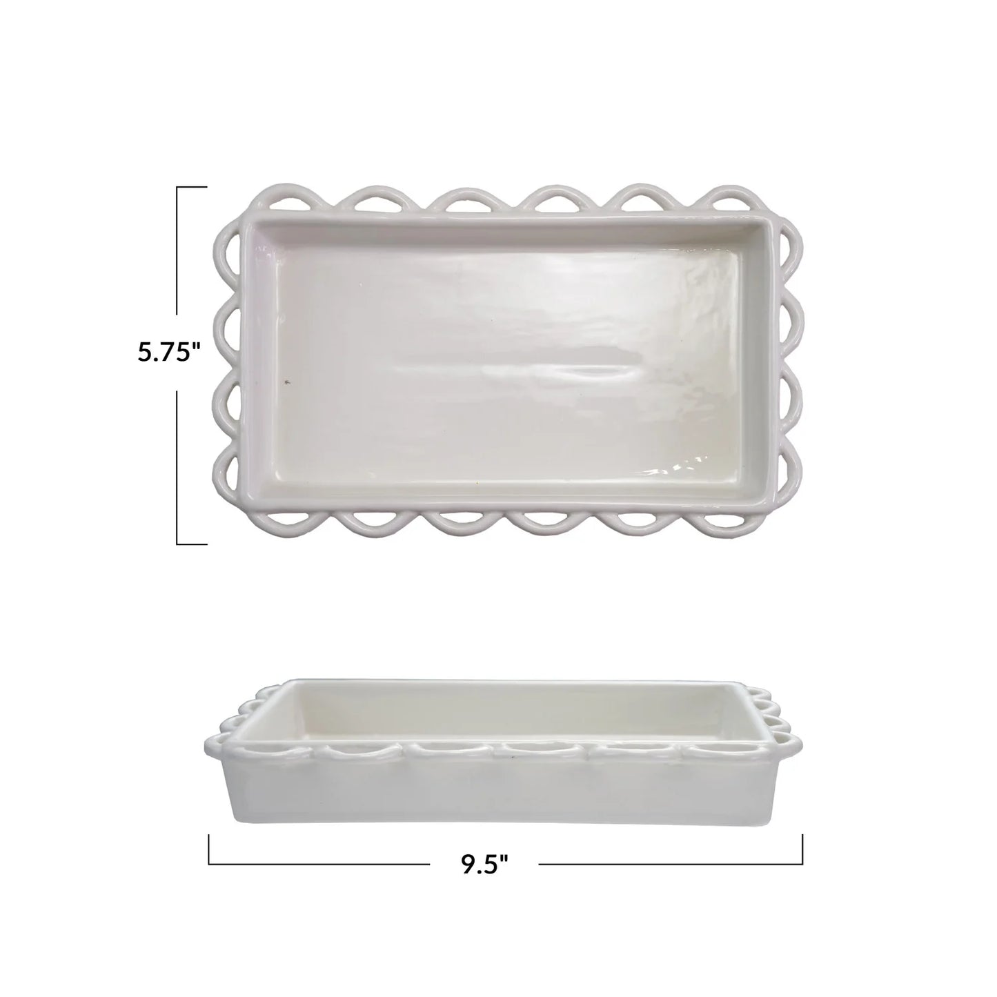Stoneware Scalloped Guest Napkin Holder