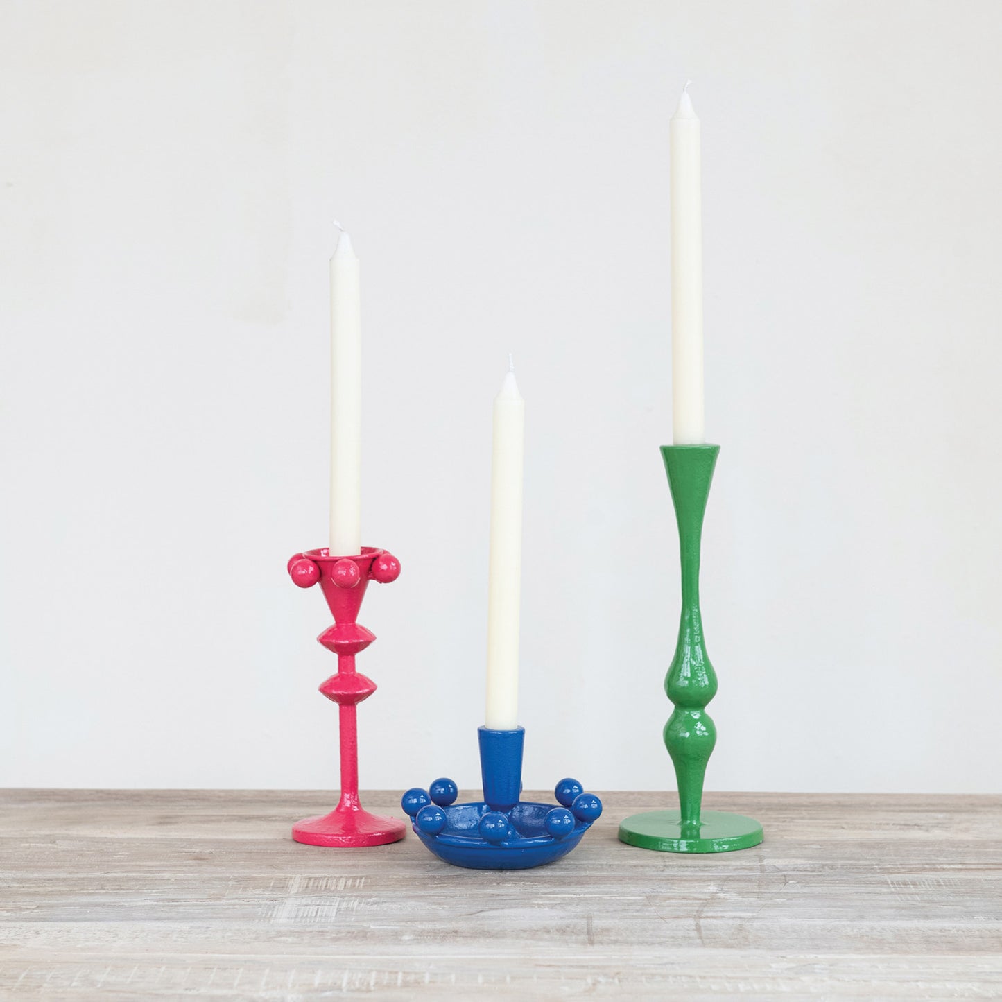Cast Iron Taper Holder, Fuchsia