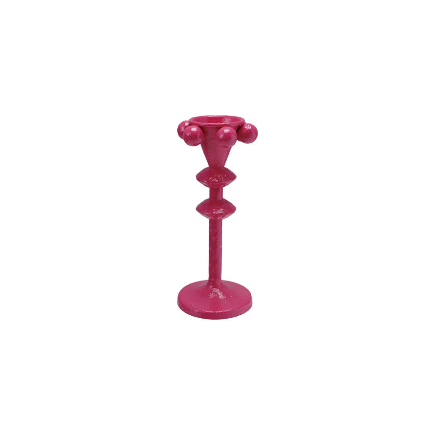 Cast Iron Taper Holder, Fuchsia