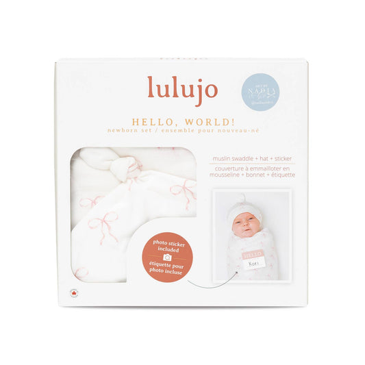 Hello World Blanket & Knotted Hat - Bows