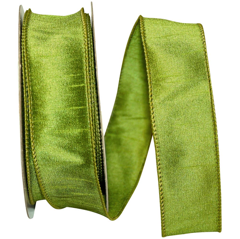 Dupioni Supreme Wired Edge, Green Grass, 1-1/2 In, 20 Yards