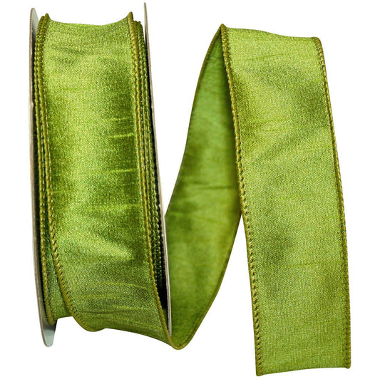 Dupioni Supreme Wired Edge, Green Grass, 1-1/2 In, 20 Yards