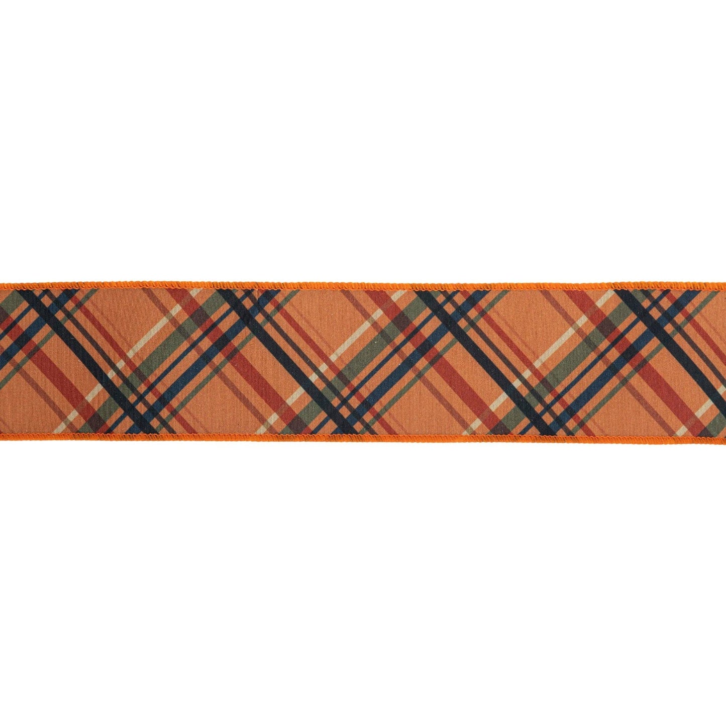 2 1/2" Wired Dupioni | Fall Color Bias Plaid With | Black Backing | 10 Yard Roll
