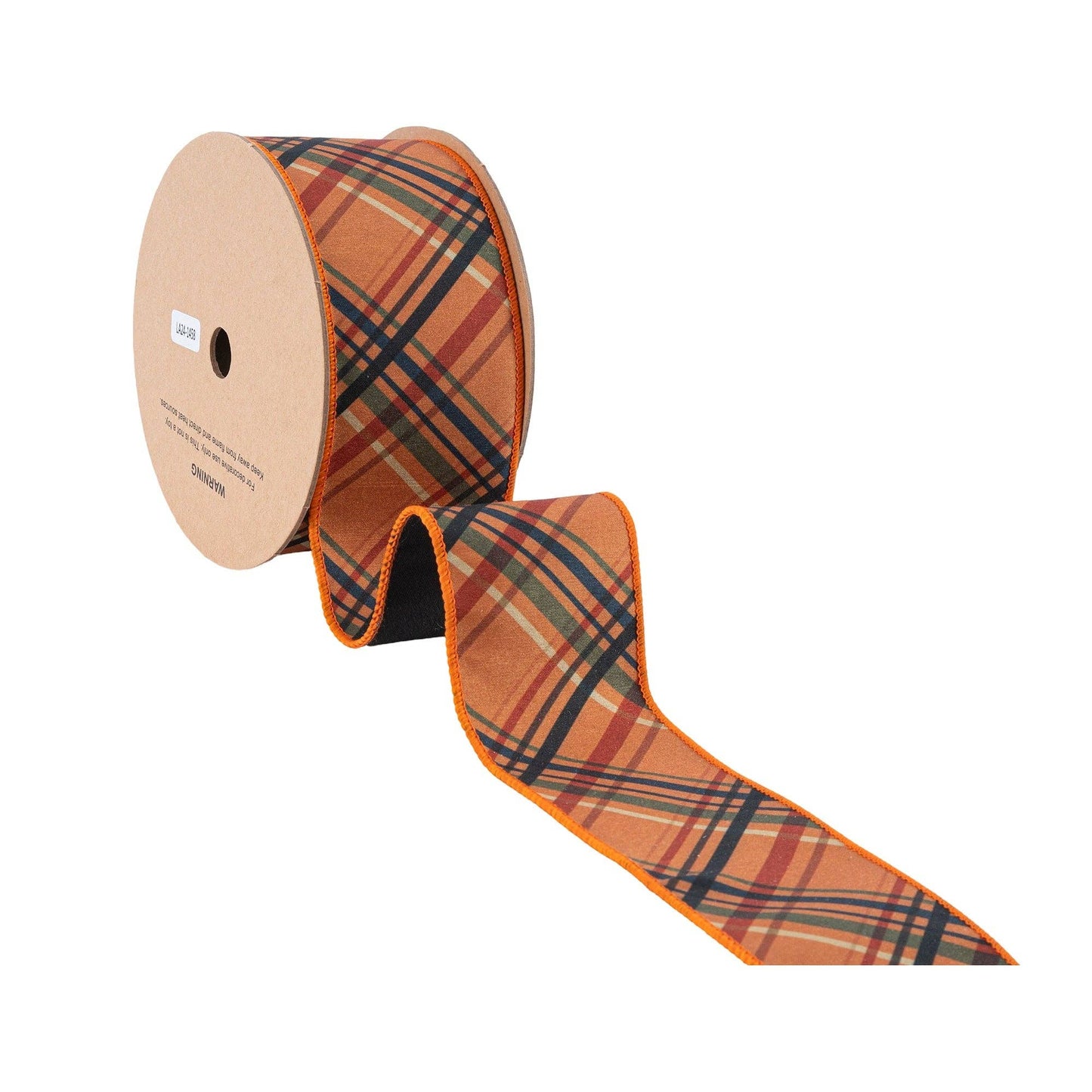 2 1/2" Wired Dupioni | Fall Color Bias Plaid With | Black Backing | 10 Yard Roll