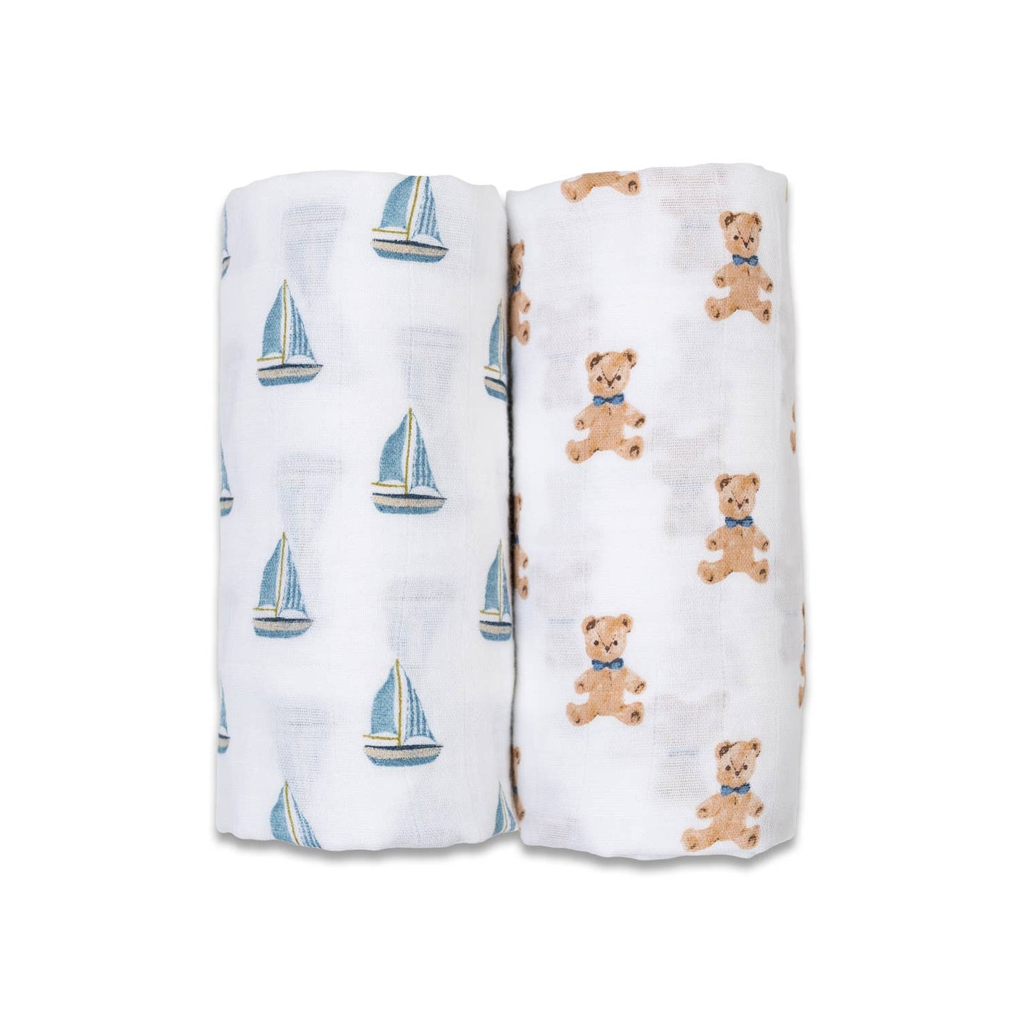 2-pack Cotton Swaddles - Vintage Bears & Sailboats