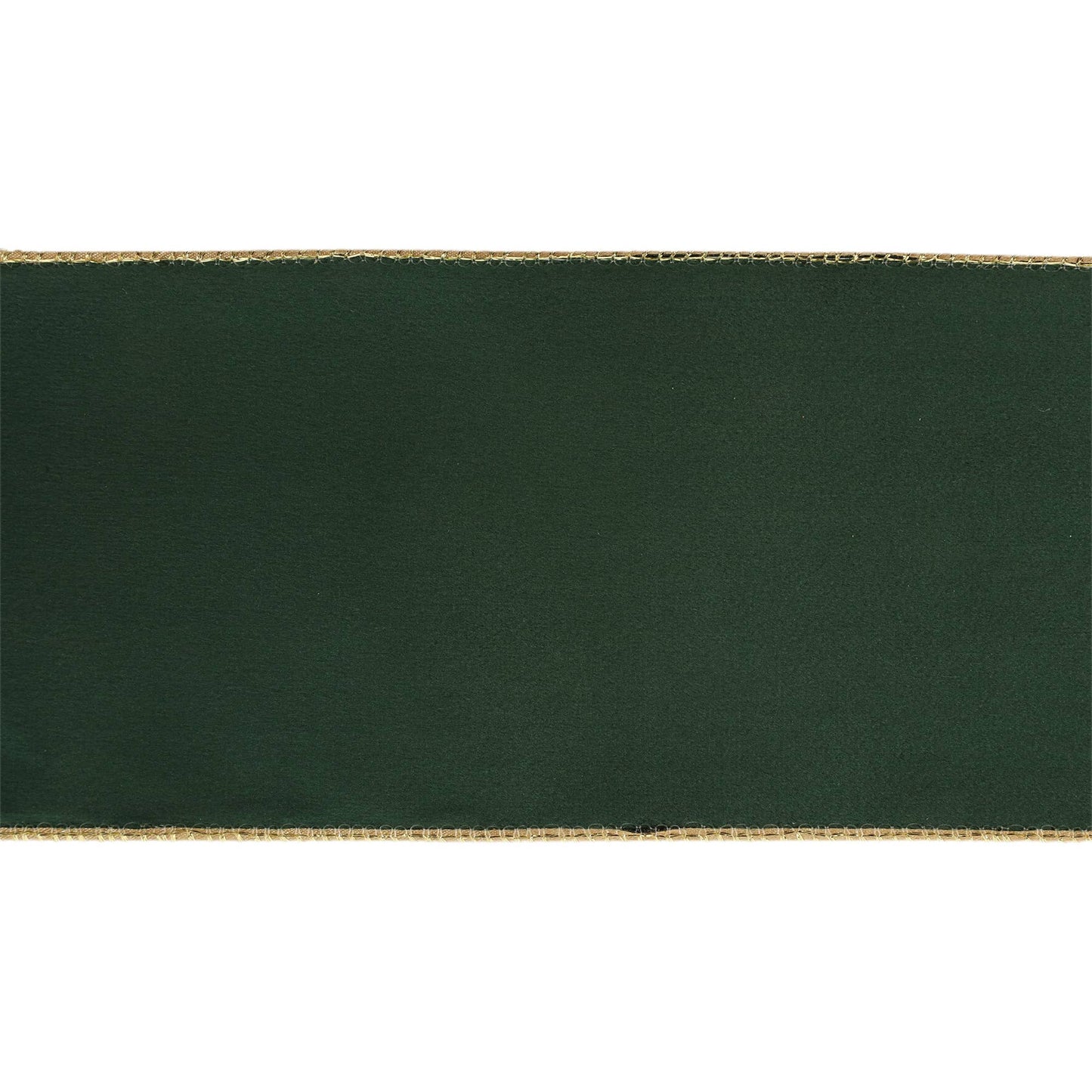 4" Reversible Classic Velvet Wired Ribbon | Green/Gold | 10 Yard Roll