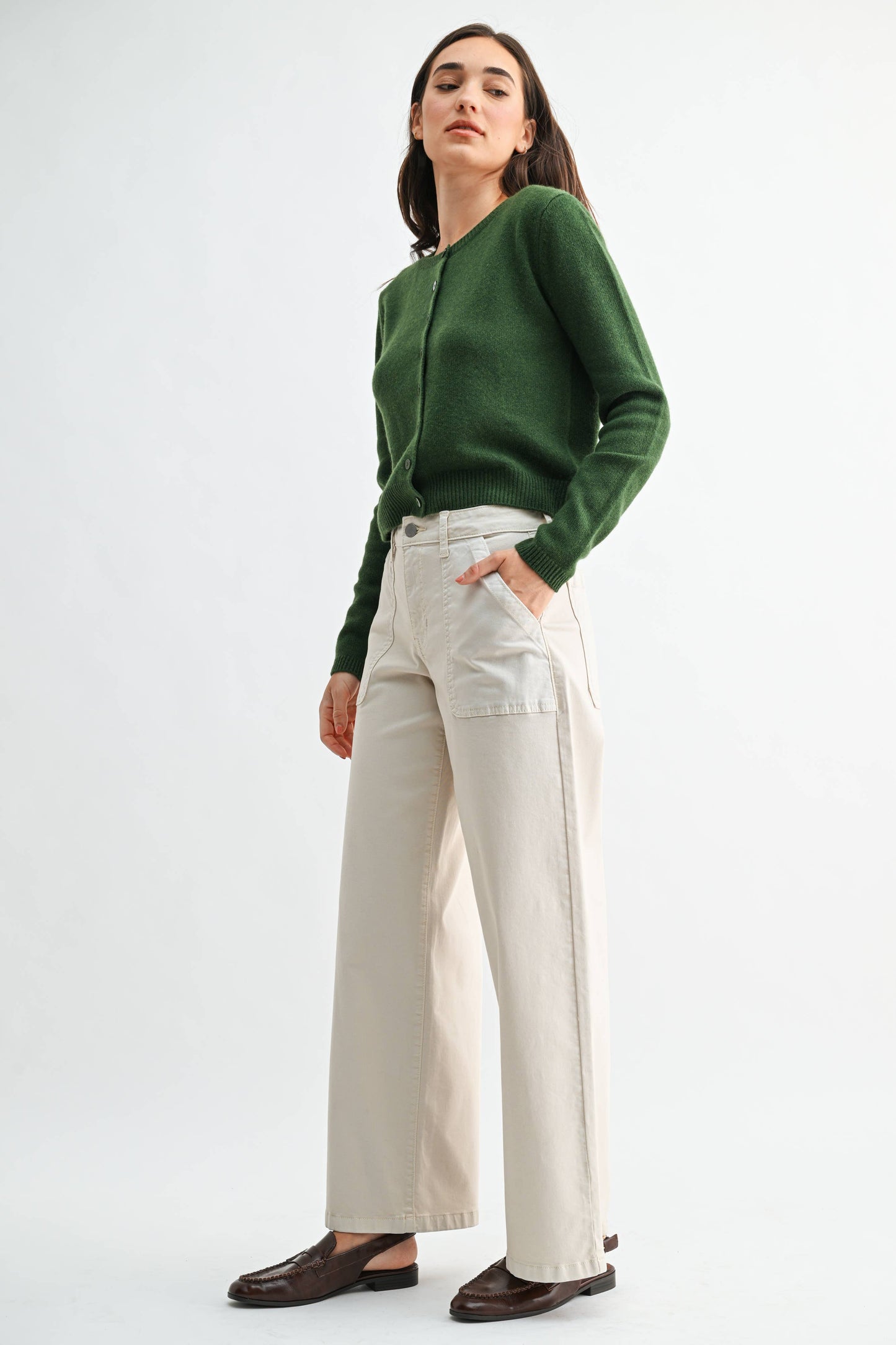 Twill Utility Pocket Relaxed Jean - ECRU